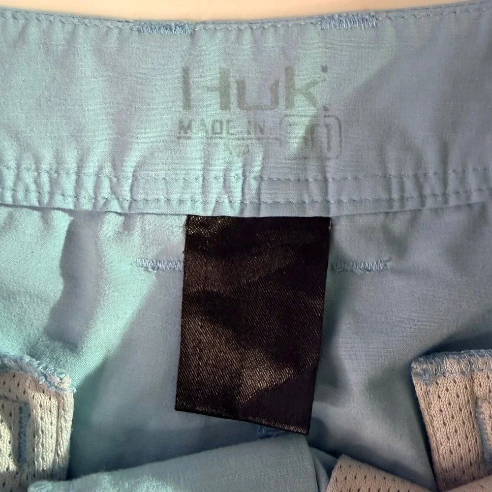 Huk Mens‎ Light Blue Performance Fishing Shorts Size 30 Utility Pockets Summer